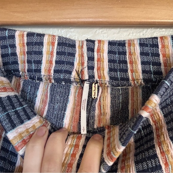 Free People Fine Line Slim High Waist Flare Striped Textured Pant Small Boho - Picture 8 of 13